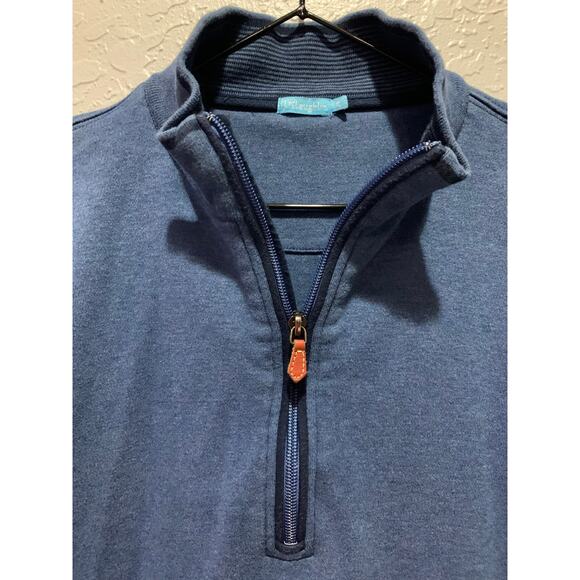 J McLaughlin Sweater Men XL Blue 1/4 Zip Pullover Long Sleeve Pima Cotton - Picture 2 of 7